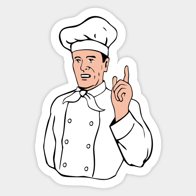 Chef Pointing Finger Up Retro Sticker by retrovectors